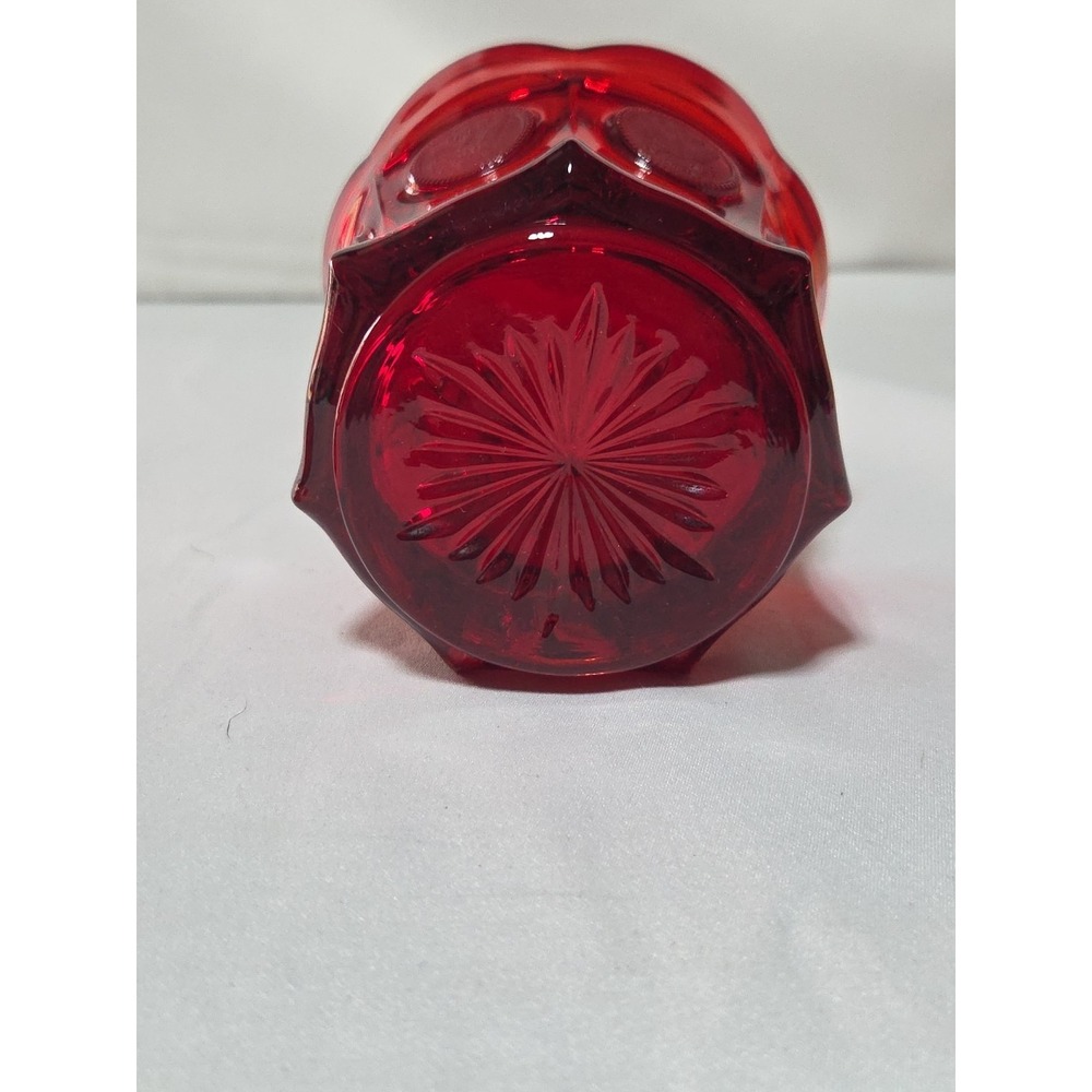 Vintage Fostoria Ruby Red Coin Glass 6.5"H, 4.25 W, 3.5" Depth Lidded Candy Dish - Picture 3 of 7